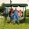 Costway 3 Seats Patio Canopy Steel Frame Swing Glider Hammock Cushioned Backyard Green